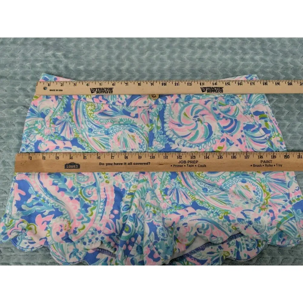 Lilly Pulitzer Buttercup Knit Scallop Shorts Multi Dream Team Size 12